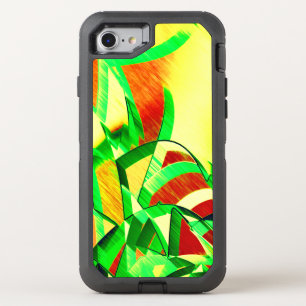 Greenish streaks over red image with drizzle OtterBox defender iPhone SE/8/7 case