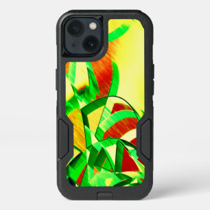 Greenish streaks over red image with drizzle iPhone 13 case