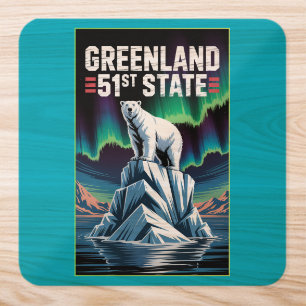 Greenland 51st State Polar Bear Funny Square Sticker