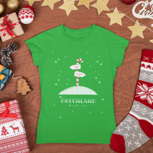 Greenland Christmas Candy Cane North Pole Snowing T-Shirt