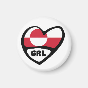 Greenland Country Code Flag Heart, GRL Magnet