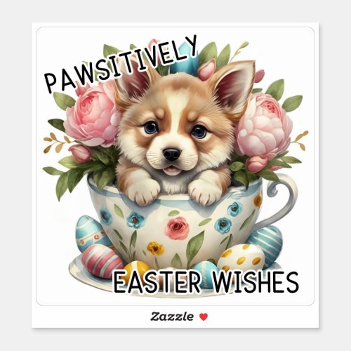Greenland Dog Pawsitevely Easter Wishes Sticker