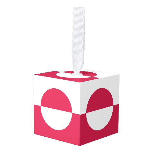 Greenland Flag Emblem Cube Ornament (Front Angled)