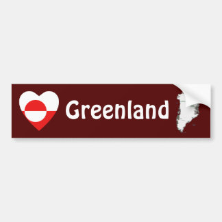 Greenland Flag Heart + Map Bumper Sticker