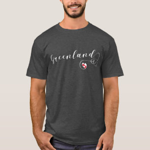 Greenland Flag Heart Script Design T-Shirt