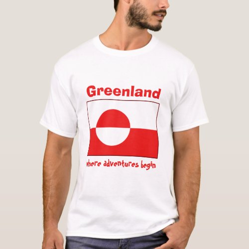 Greenland Flag  Map  Text T_Shirt
