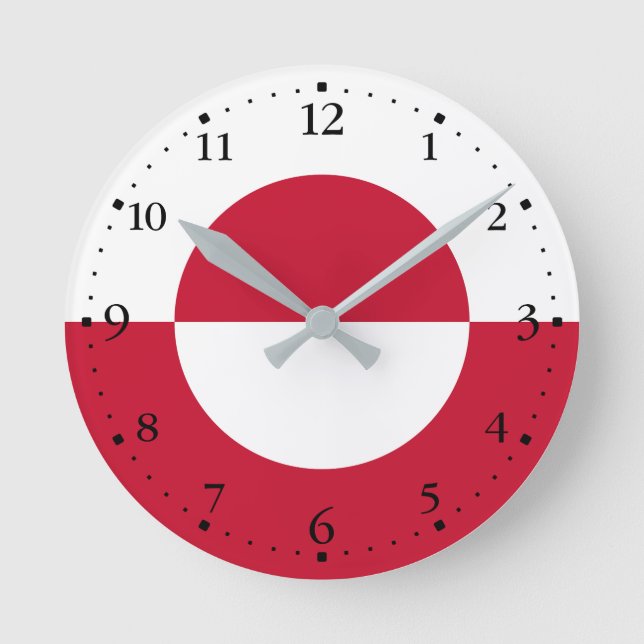 Greenland Flag Round Clock (Front)