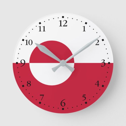 Greenland Flag Round Clock