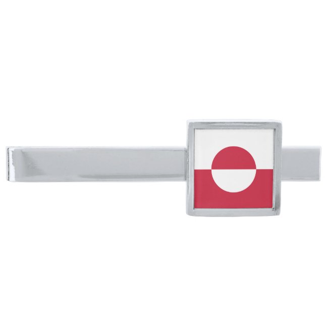 Greenland Flag Silver Finish Tie Bar (Front)