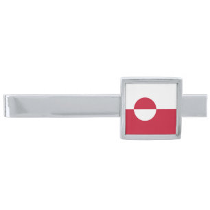 Greenland Flag Silver Finish Tie Bar
