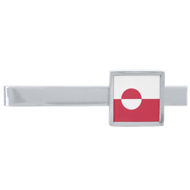 Greenland Flag Silver Finish Tie Bar (Front)