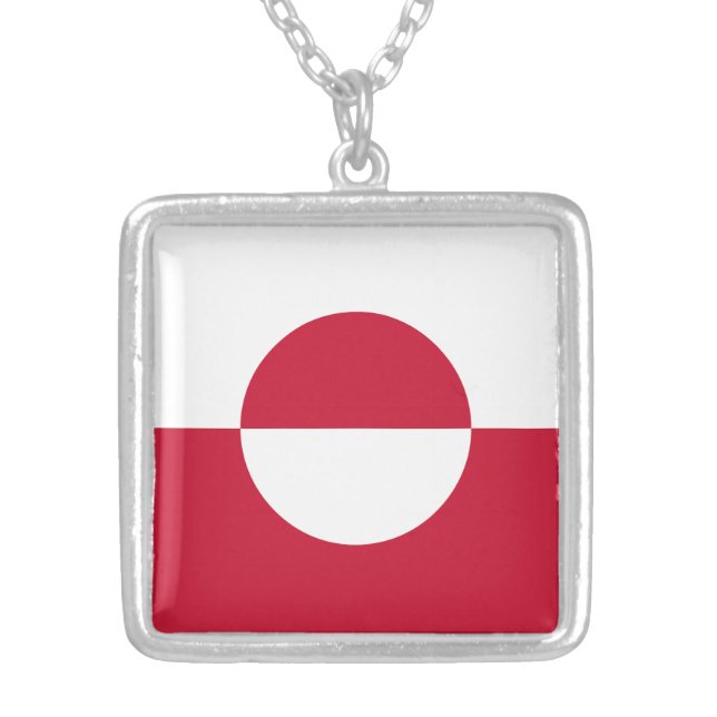 Greenland Flag Silver Plated Necklace (Front)