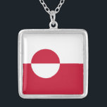 Greenland Flag Silver Plated Necklace<br><div class="desc">Patriotic flag of Greenland.</div>