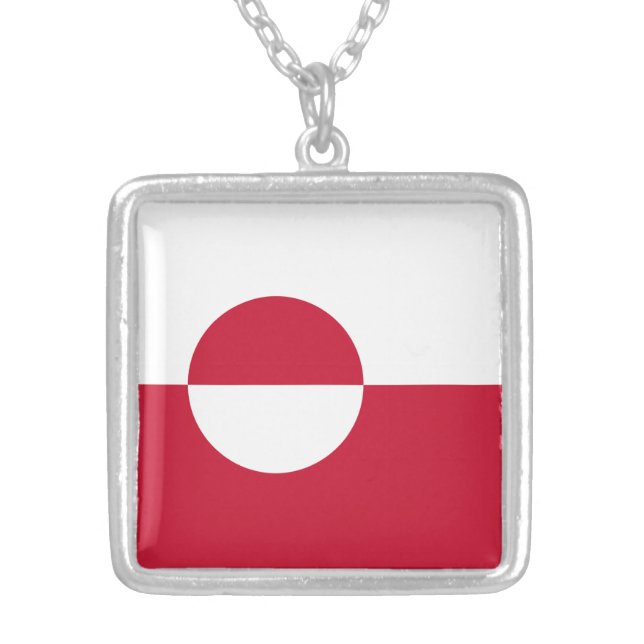 Greenland Flag Silver Plated Necklace (Front)