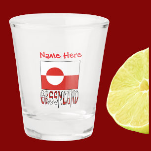 Greenland Greenlander Flag Red Personalization  Shot Glass