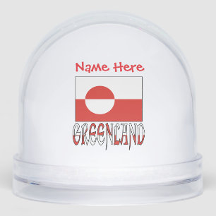 Greenland Greenlander Flag Red Personalization  Snow Globe