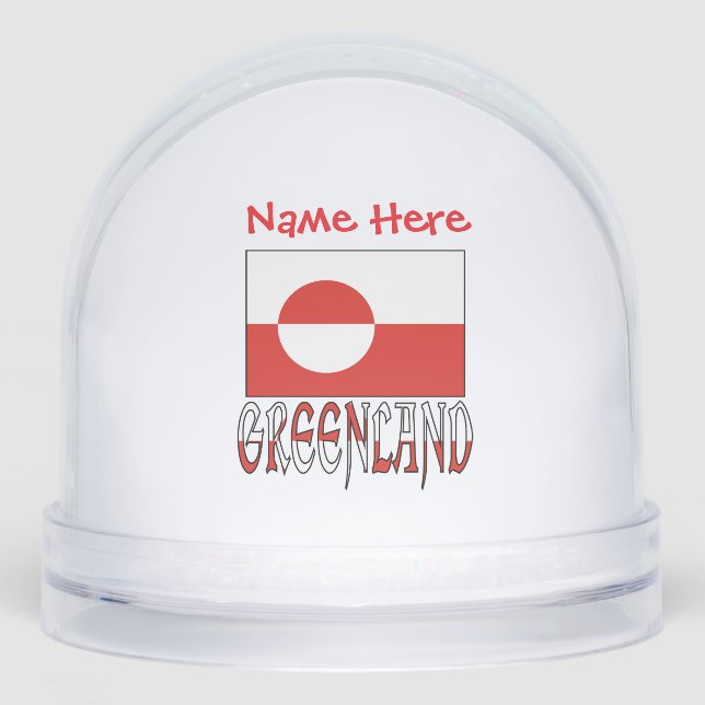 Greenland Greenlander Flag Red Personalization  Snow Globe (Front)