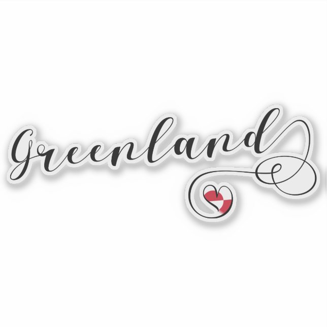 Greenland Heart Flag Sticker (Front)