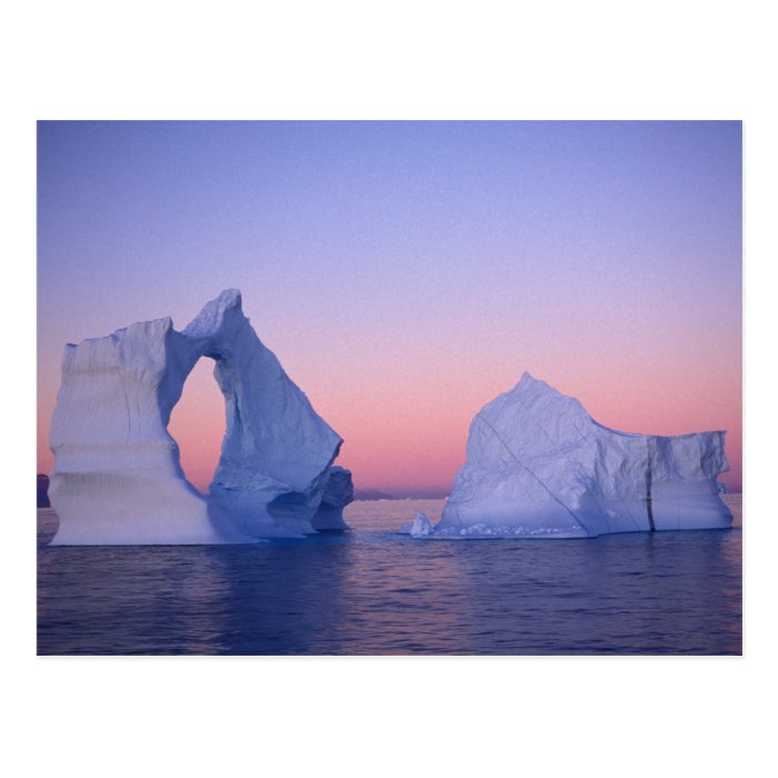 Greenland, Iceberg at sunset. Postcard