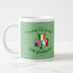 Greenland Ireland USA Shamrock Personalized Text Giant Coffee Mug