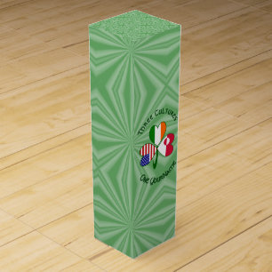 Greenland Ireland USA Shamrock Personalized Text Wine Box