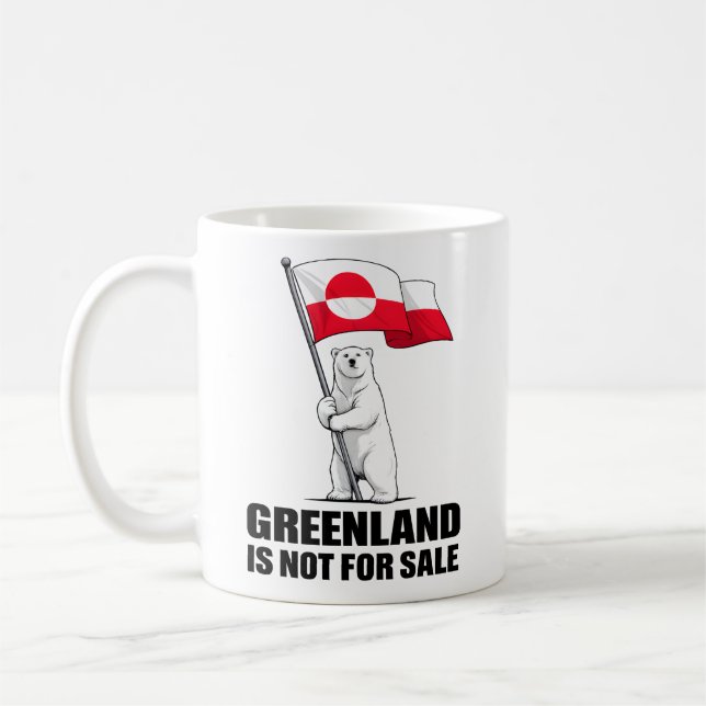 Greenland Is Not for Sale Polar Bear With Flag Coffee Mug (Left)