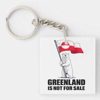 Greenland Is Not for Sale Polar Bear With Flag Keychain