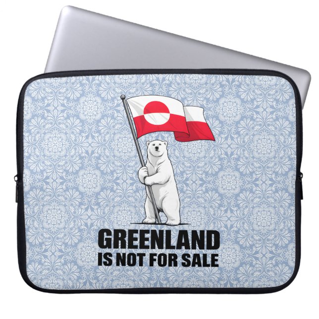 Greenland Is Not for Sale Polar Bear With Flag Laptop Sleeve (Front)
