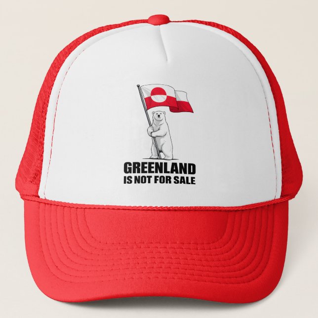 Greenland Is Not for Sale Polar Bear With Flag Trucker Hat (Front)