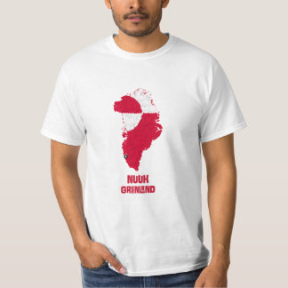 Greenland Map Red White Flag Nuuk Arctic Location T-Shirt