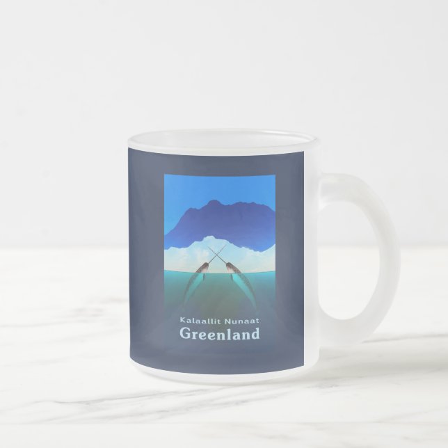 Greenland - Narwhal Frosted Glass Coffee Mug (Right)