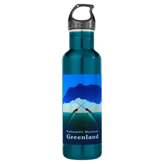 Greenland - Narwhal Stainless Steel Water Bottle (Front)