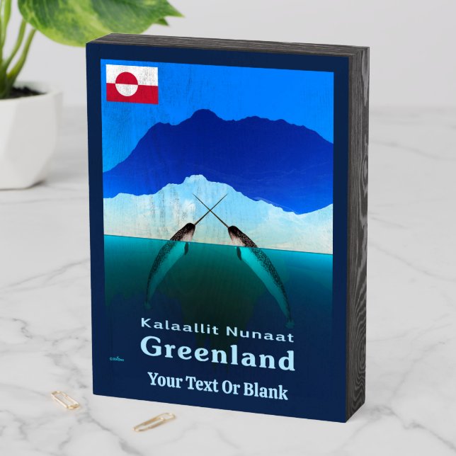 Greenland - Narwhal Wooden Box Sign (In Situ Vertical)