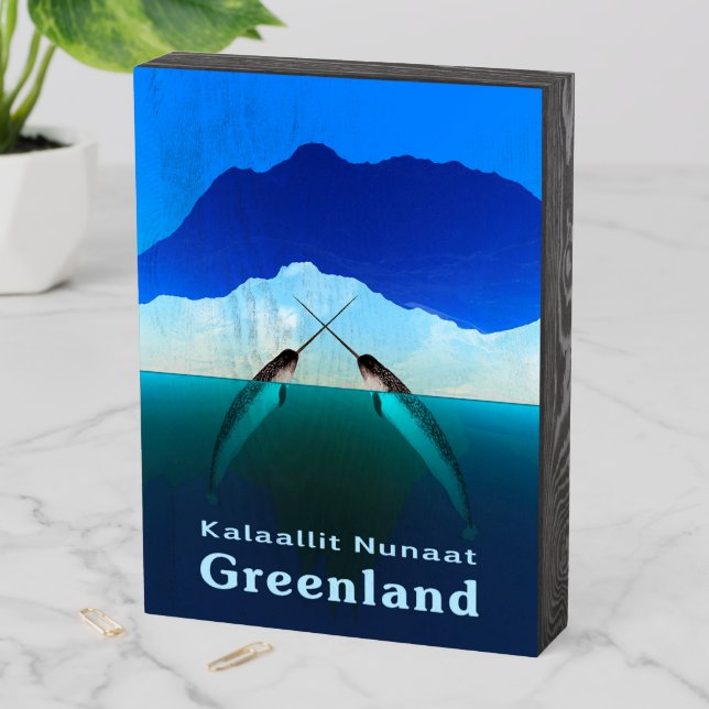 Greenland - Narwhal Wooden Box Sign (In Situ Vertical)