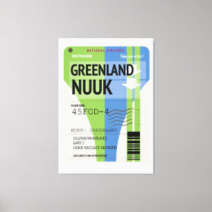 Greenland Nuuk travel ticket Canvas Print