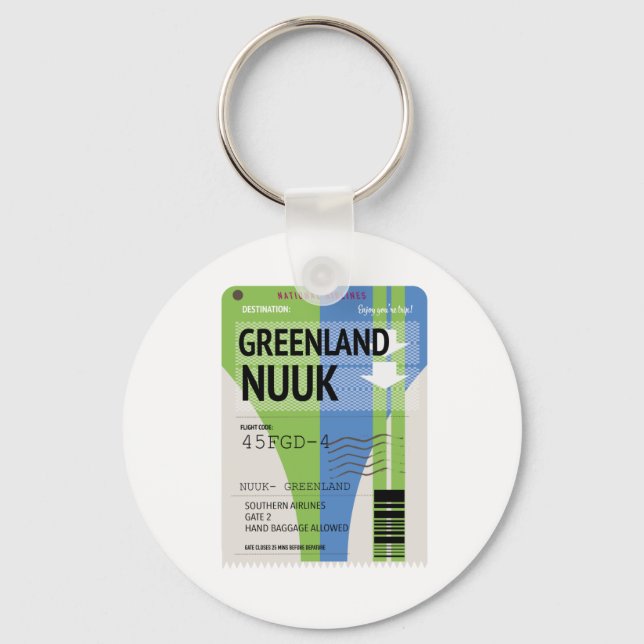 Greenland Nuuk travel ticket Keychain (Front)