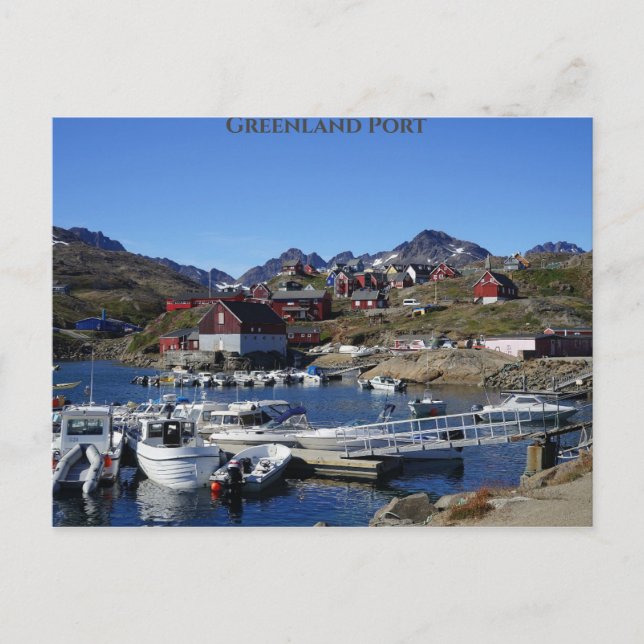 Greenland Port Fishing Boats Postcard (Front)