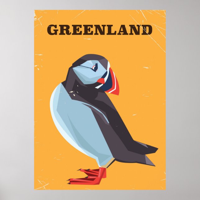 Greenland Puffin vintage travel poster (Front)