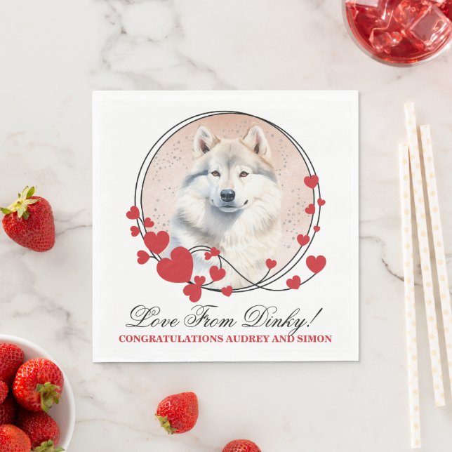 Greenland Red Heart Frame Dog Photo Napkins (Insitu)