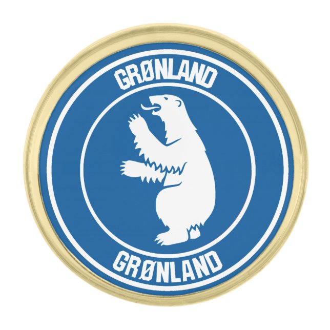 Greenland Round Emblem Gold Finish Lapel Pin (Front)