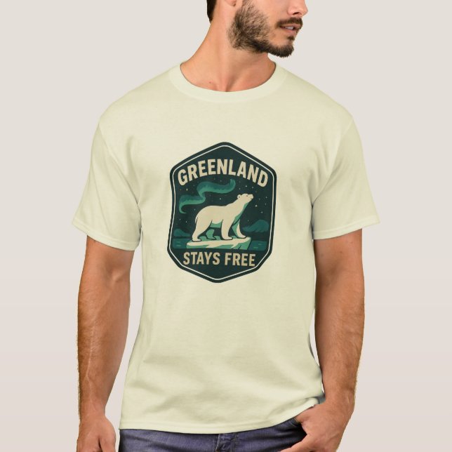 GREENLAND STAYS FREE Badge T-Shirt (Front)