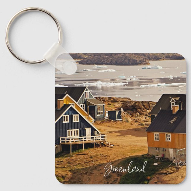 Greenland village, scenic photograph keychain (Front)