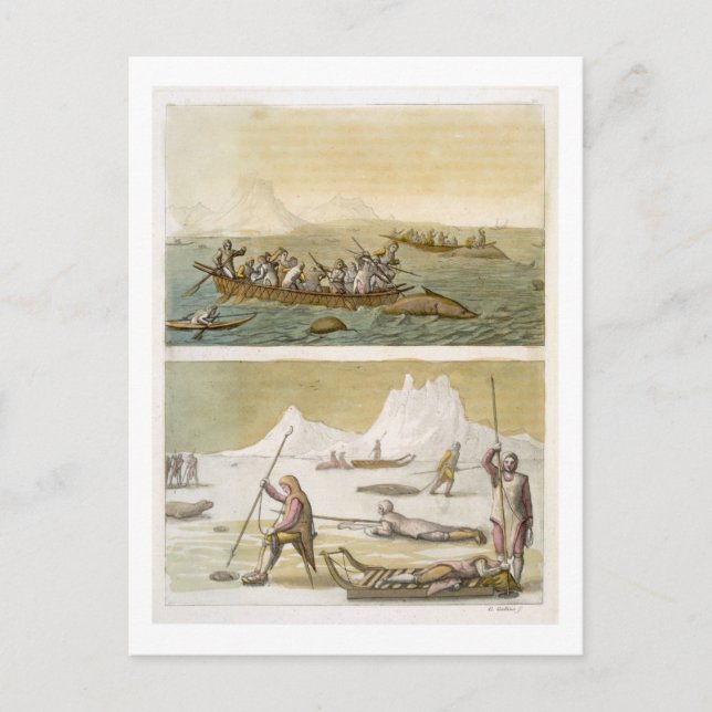 Greenland: Whale fishing and Seal hunting, from 'L Postcard (Front)