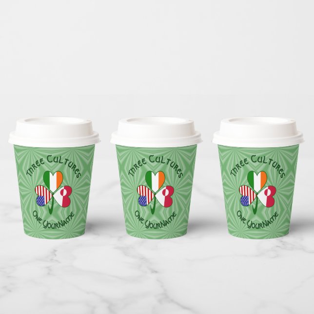 Greenlander Irish USA Shamrock Personalized Text Paper Cups (Multi)