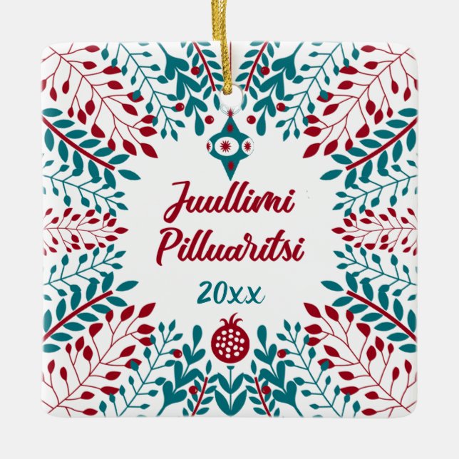 Greenlandic, Juullimi Pilluaritsi Merry Christmas Ceramic Ornament (Front)