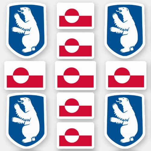 Greenlandic state symbols  coat of arms and flag sticker