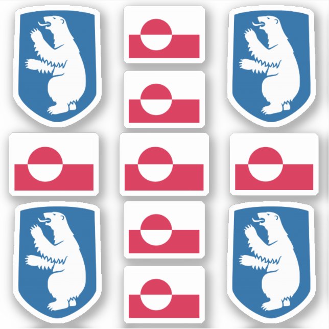 Greenlandic state symbols / coat of arms and flag sticker (Front)