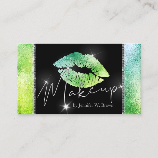 GreenLipstick Makeup lips elegant luxury Business Card (Front)