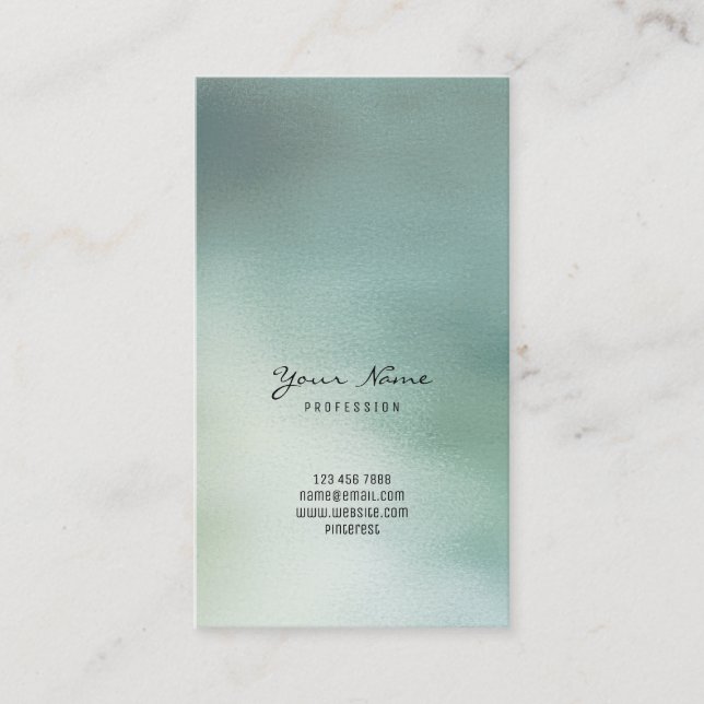 Greenly Green Gray Teal Cali Tropic Ombre Glass Business Card (Front)