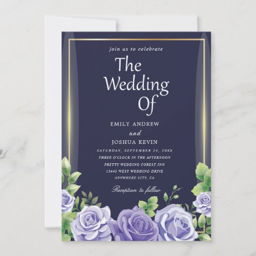 greenly navy and purple wedding invitations